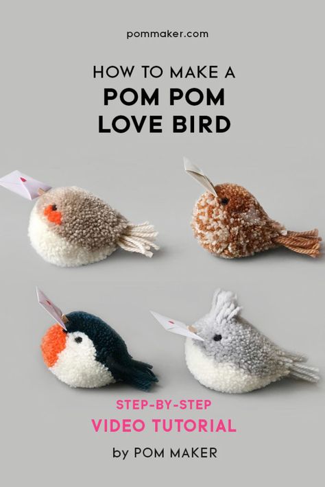 Create beautiful handmade birds with full step by step tutorials. Handmade birds make great home decor or decorations for weddings and baby showers! #thecraftyblogstalker #birdcrafts #adultcrafts #handmade #crafttutorials Pompon Diy, Pom Pom Animals, Diy Pom Pom, How To Make A Pom Pom, Yarn Pom Pom, Pom Pom Crafts, Bird Crafts, Love Bird, Wooden Blinds