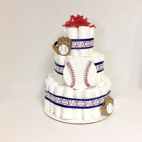 Baseball Diaper Cake, Ducky Baby Showers, Baseball Baby Shower Theme, Mini Diaper Cakes, Sports Baby Shower Theme, Diaper Cake Centerpieces, Baby Shower Corsage, Simple Baby Shower, Baby Shower Diaper Cake