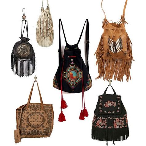 Patricia Vera Prado via Polyvore Stile Hippie Chic, Bohemian Schick, Looks Hippie, Boho Chic Bags, Stile Boho Chic, Boho Mode, Estilo Hippy, Mode Hippie, Bohemian Mode