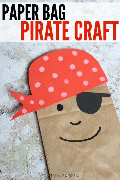 This fun paper bag pirate craft for kids makes a great DIY puppet and is super easy to create. Perfect for practicing scissor skills or for imaginative play Pirate Crafts Preschool, Pirate Craft, Letter P Crafts, Diy Puppet, Pirate Preschool, Crafts Thanksgiving, Pirate Activities, Pirate Crafts, Paper Bag Crafts