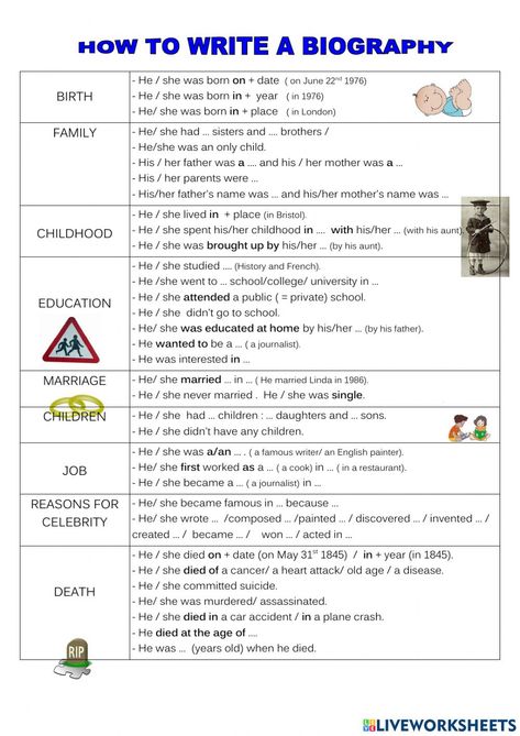 Biography Sentence Starters, How To Write A Biography About Someone Else, Writing Biography Tips, How To Write A Biography Templates, Writing A Biography About Yourself, How To Write A Bio, How To Write A Report, How To Write A Biography, How To Write A Biography About Yourself