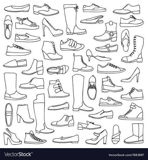 Shoe Doodles, Shoes Doodle, Doodle Bullet Journal, Doodle Shoes, 2024 Journal, Shoes Vector, Math Journal, Shoes Drawing, Simple Shoes