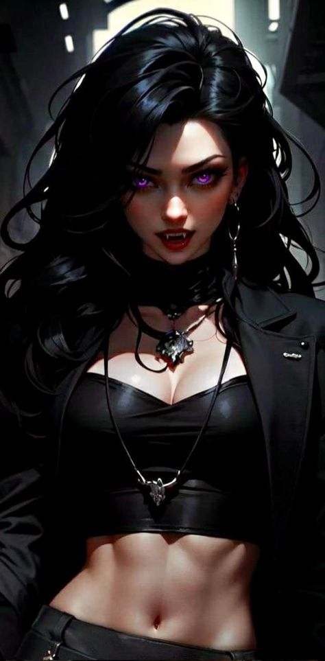 Female Samurai Art, Werewolf Girl, Black Vampire, Female Vampire, Cyberpunk Girl, Vampire Girls, Vampire Art, Goth Women, Goth Beauty