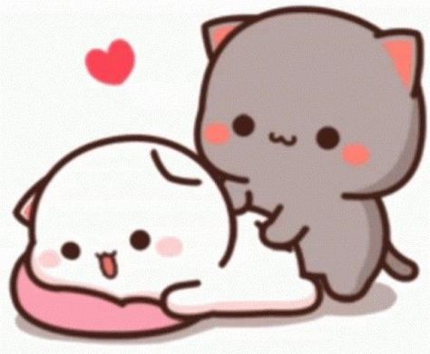 Dudu And Bubu Gif, Mochi Peach Cat Gif, Mochi Cat Gif, Cute Cartoon Gif, Peach Y Goma, Peach Goma Gif, Peach Gif, Calin Gif, Peach And Goma