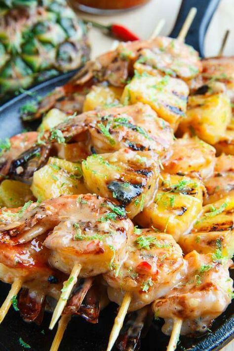 . Sweet Chili Shrimp Recipe, Grilled Shrimp And Pineapple, Shrimp And Pineapple, Sweet Chili Shrimp, Chili Shrimp, Shrimp Dishes, Sweet Chili Sauce, Grilled Shrimp, Sweet Chili