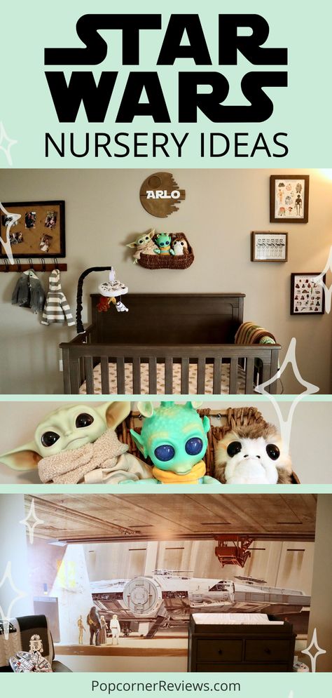 Star Wars Theme Nursery, Gender Neutral Star Wars Nursery, Endor Themed Nursery, Geeky Nursery Ideas, Baby Boy Nursery Star Wars, Starwars Nursery Boys, Endor Nursery, Mandalorian Nursery, Star Wars Nursery Ideas