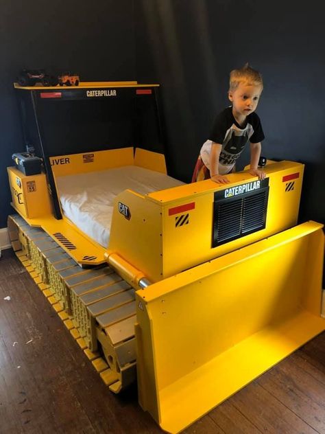 I built a bulldozer style bed for my grandson. Bulldozer Bed, Style Bed, My Grandson, Bed Styling, Building, Bed, Design