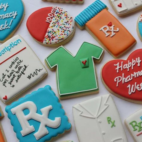 Pharmacy Cookies, Pharmacy Week, Heavenly Desserts, Cookie Time, Cookies Decorated, Cookie Art, Birthday Cookies, Cookie Monster, Sugar Cookies Decorated