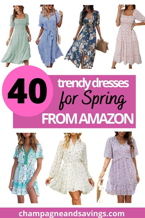 Cute Spring Dresses For Women, Spring Outfits 2023 Dress, Spring/summer Dresses, Best Amazon Dresses For Women 2022, Casual Spring Dresses 2023, Easter Dresses Amazon, Trendy Easter Outfits For Women, Early Spring Dress Outfits, Casual Spring Dresses 2024