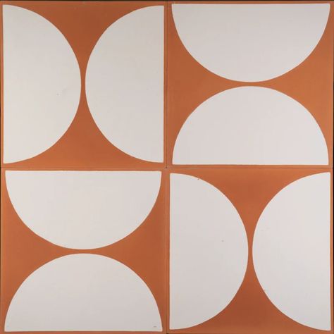 Outdoor Tiles - Dark Tangerine La Luna Designer Tiles, Entryway Tile, Hydraulic Tiles, Apartment Block, Encaustic Tiles, Half Moons, Outdoor Entryway, Interior Tiles, Wall Tiles Design