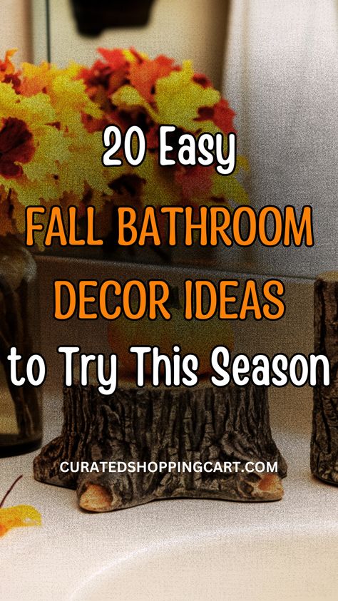 Make your bathroom inviting and cozy with these 20 fall bathroom decor ideas. Featuring autumn-themed soap and lotion, light string decorations, rustic storage solutions, and more, this guide offers everything you need for a seasonal transformation. Perfect for creating a warm and welcoming atmosphere. Check out these fall decor tips today! Cozy bathroom decor, autumn bathroom design, autumn bathroom ideas, autumn bathroom decor farmhouse, autumn bathroom towels, autumn bathroom shower curtain. Fall Restroom Decor Ideas, Bathrooms Decorated For Fall, Small Bathroom Fall Decorations, Cozy Hygge Living Room, Autumn Bathroom Decor, Autum Decorations Bathroom, Primitive Shower Curtains, Fall Bathroom Decor Ideas, Hygge Living Room