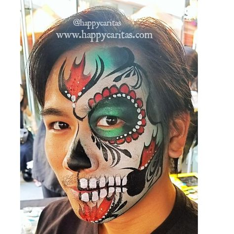 Sugar Skull Face Paint Men, Mens Sugar Skull Makeup, Mens Day Of The Dead Makeup, Day Of The Dead Face Paint Men, Day Of The Dead Makeup Men, Sugar Skull Makeup For Men, Sugar Skull Face Paint, Skull Face Paint, Sugar Skull Face