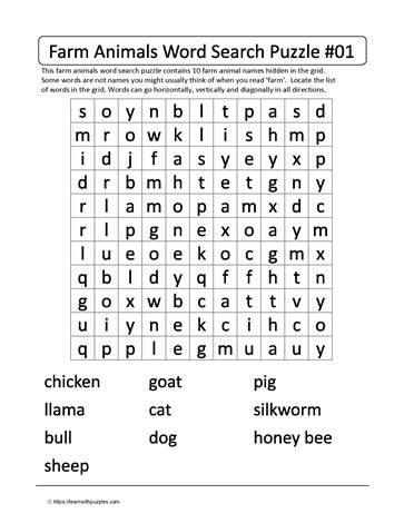 Farm Animals Word Search 1 Cute Farm Animals, Problem Solving Strategies, Kids App, Critical Thinking Skills, Word List, Thinking Skills, Puzzles For Kids, Vocabulary Words, Some Words