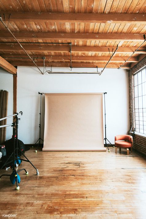 Beige backdrop at a cool industrial photography studio | premium image by rawpixel.com / Felix Exposed Brick Photography Studio, Industrial Photography Studio, Home Photography Studio, Photo Studio Decor, Photography Studio Spaces, Photography Studio Decor, Beige Backdrop, Photography Studio Design, Brick Backdrops