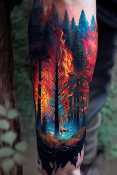 Tattoo Woods Forest, 11 11 Tattoo Ideas, 11 Tattoo Ideas, 11:11 Tattoo Ideas, Fnaf Tattoo, Ink Aesthetic, Forest Tattoo Sleeve, 11 11 Tattoo, 11 Tattoo