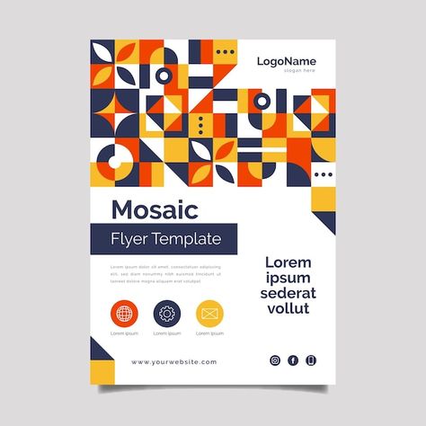 Free vector flat design mosaic flyer | Free Vector #Freepik #freevector #flat-mosaic #geometric-template #geometric-flyer #mosaic Mosaic Poster Design, Mosaic Branding, Mosaic Graphic Design, Geometric Template, Geometric Graphic Design, Geometric Logo Design, Geometric Mosaic, Flyer Free, Name Card Design