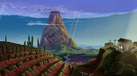 Hercules💪🏼 Disney Architecture, Hercules 1997, Disney Test, Paris In January, Hercules Disney, Art Scenery, Disney Hercules, Disney Concept Art, Disney Colors