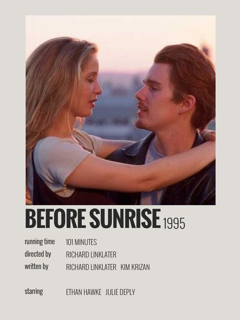 before sunrise 1995 before sunset 2004 before midnight 2013 ethan hawke julie delpy minimalist movie poster film adaptation Sunrise Minimalist, Before Sunrise Movie, Before Trilogy, Minimalist Polaroid Poster, Julie Delpy, Sunset Poster, Matchbook Art, Ethan Hawke, Polaroid Poster