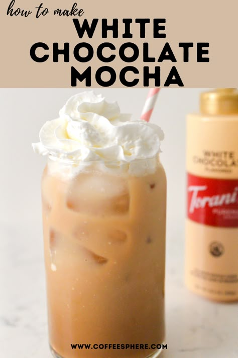 How To Make Iced White Chocolate Mocha Coffee At Home, Starbucks White Mocha Iced Coffee, White Mocha Iced Coffee Starbucks Drinks, White Chocolate Mocha Coffee Recipe, White Chocolate Coffee Recipe, Starbucks White Chocolate Mocha Recipe, Iced White Chocolate Mocha Recipe, White Chocolate Mocha At Home, White Chocolate Mocha Recipe