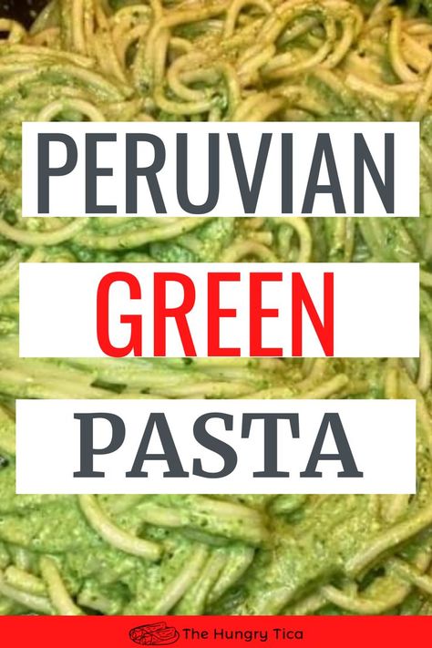 How to make Peruvian green pesto pasta. Green Spaghetti Peruvian, Peruvian Spaghetti, Peruvian Pesto, Peruvian Green Spaghetti, Green Spaghetti Recipe Mexican, Authentic Mexican Chicken Recipes, Green Spaghetti Recipe, Peru Food, Italian Wife