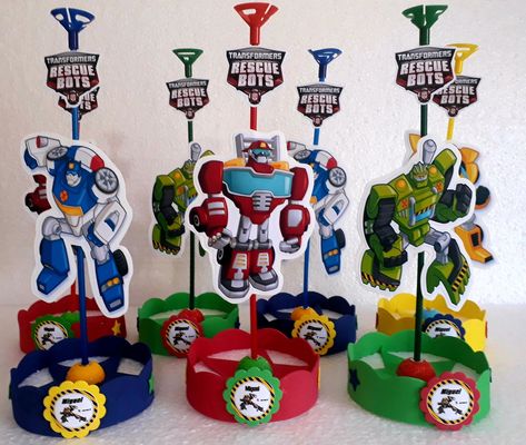 Transformers Birthday Centerpieces, Transformers Decorations, Rescue Bots Birthday Party, Rescue Bots Birthday, Transformers Party, Transformers Birthday Parties, Transformer Party, 7th Birthday Party Ideas, Transformer Birthday