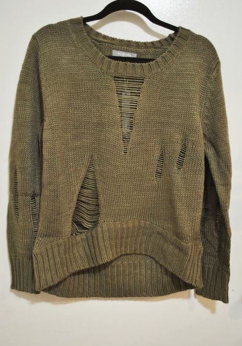 Distressed Knit, Post Apocalyptic Fashion, Thrift Inspo, Distressed Sweater, Apocalyptic Fashion, Handmade Projects, Distressed Sweaters, Rugged Style, Eclectic Fashion