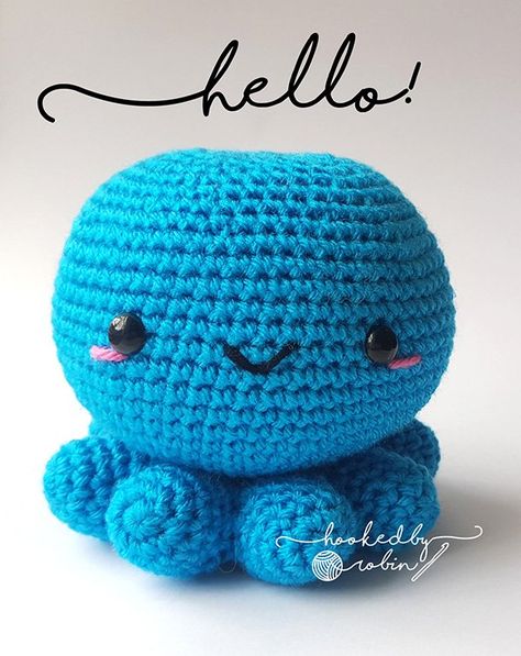 Free Octopus Crochet Pattern, Amigurumi Octopus Free Pattern, Octopus Amigurumi Free Pattern, Cutest Amigurumi, Crochet Octopus Pattern, Octopus Crochet Pattern Free, Hooked By Robin, Crochet Kindness, Kawaii Octopus