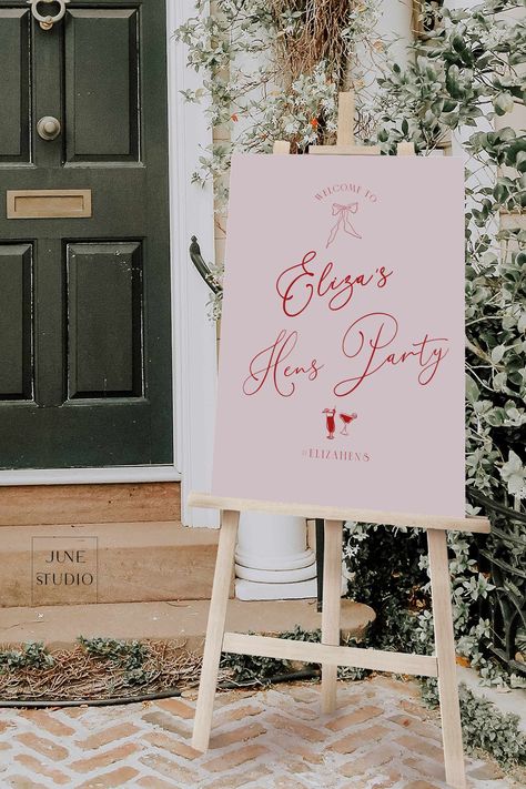 Bachelorette Party Signage, Bachelorette Party Sign, Bachelorette Party Signs, Bachelorette Signs, Bride Era, Hens Party Invitations, Party Welcome Sign, Hens Party, Welcome Sign Template