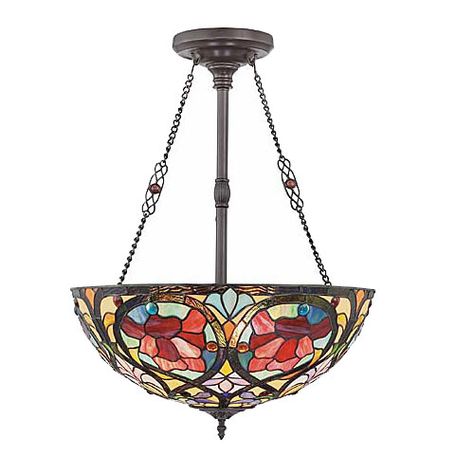 . Bowl Pendant, Quoizel Lighting, Arts Crafts Style, Tiffany Lamps, 3 Light Pendant, Room Lamp, Bronze Pendant, Tiffany Style, Hanging Pendant Lights