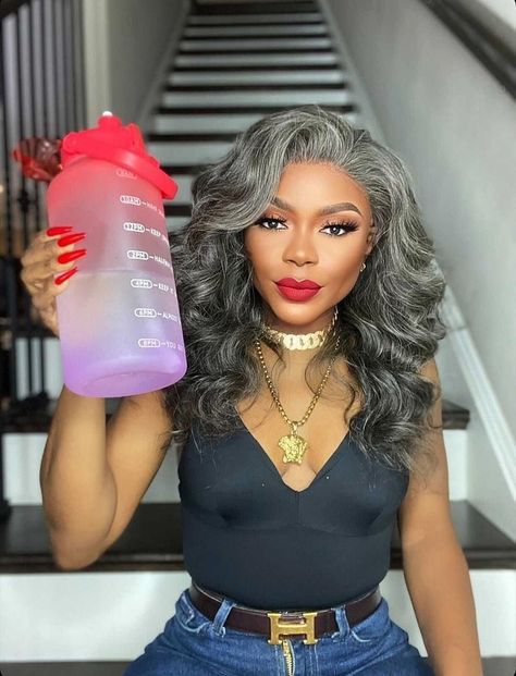 Salt And Pepper Hair Sew In, Salt And Pepper Wigs For Women, Salt And Pepper Hair Black Women, Natural Salt And Pepper Hair Women, Curly Salt And Pepper Hair, Black Women Salt And Pepper Hair, Salt And Pepper Braids Black Women, Wavy Salt And Pepper Hair, Salt And Pepper Lace Front Wig