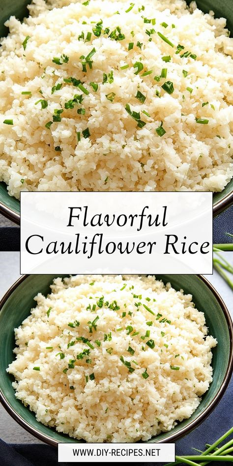 Add flavor to your plate with this cauliflower rice! A healthy and tasty alternative to rice, with a hint of lime and fresh scallions. Whole30 Cauliflower Rice, Cauliflower Rice Recipes Dairy Free, How To Make Riced Cauliflower, How To Make Cauliflower Rice Taste Good, Whole 30 Cauliflower Rice, Spicy Cauliflower Rice, Aip Cauliflower Rice, Spanish Cauliflower Rice Easy, Califlour Rice Recipe