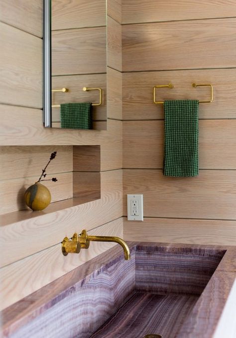 Stylish Shiplap Bathroom Wall Ideas That Will Make You Want to Redecorate | Hunker Wood Backsplash Bathroom, Zellige Tile Bathroom, Shiplap Bathroom Wall, Classic Backsplash, Shiplap Bathroom, Farmhouse Shower, Installing Shiplap, Bathroom Accent Wall, Rustic Vanity