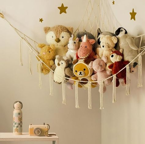 Amazon.com: Stuffed Animal Storage Hammock or Net Corner - Large Toy Hammock Net for Stuffed Animals Room Decor - Cute Stuff Animal Organizer Holder for Plush Plushie - Kids Baby Nursery Wall Bedroom Home Decor : Baby Net For Stuffed Animals, Storage Hammock, Stuffed Animal Net, Stuffed Animal Holder, Stuffed Animal Hammock, Toy Net, Rum Inspo, Hammock Netting, Fall Decor Bedroom