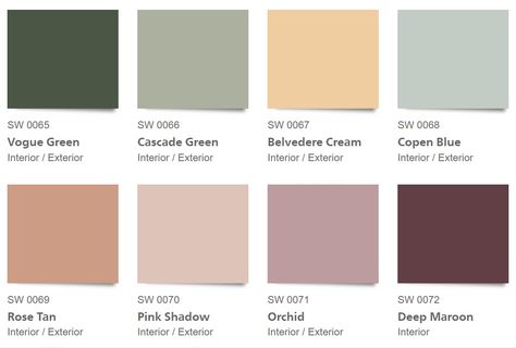 Modern Victorian Color Palette, Victorian Color Palette, 1940s Interior, Craftsman Colors, Sherwin Williams Paint, Victorian Colors, Bauhaus Inspired, Through The Decades, Interior Colors