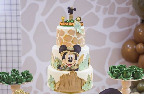 Mickey Mouse Safari Cake, Mickey Safari Cake, Lion Baby Shower Theme, Safari Theme Birthday Party, Mickey Mouse Birthday Theme, Lion Baby Shower, Spiderman Birthday Cake, Cookie Monster Birthday, Mickey Safari