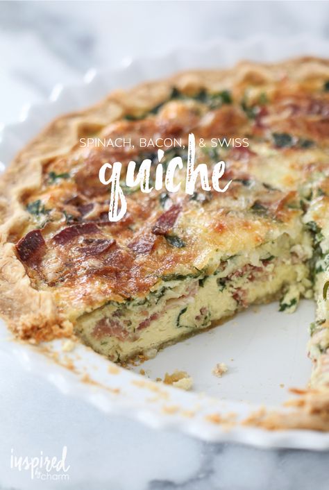 Wellington Recipes, Spinach Leek, Cream Cheese Crust, Swiss Quiche, Filet Mignon Chorizo, Bacon Quiche Recipe, Quiche Lorraine Recipe, Delicious Quiche, Bacon Quiche