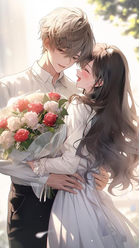 Anime Romantic Aesthetic, Anime Couple Aesthetic, Hug Wallpaper, 가족 일러스트, Japanese Couple, Persona Anime, Anime Wedding, Anime Show, Image Couple