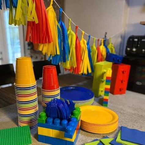 We’re loving this Lego themed birthday party! The custom color kit in Red, Azure, Lime and Yellow matches perfectly. #legoparty #legotheme #boybirthday #tasselgarland Red Yellow Birthday Theme, Primary Colors Party, Primary Colour Birthday Party, Red Blue Yellow Birthday Party Themes, Primary Color Birthday Party, Primary Color 1st Birthday Party, Primary Colors Balloon Garland, Primary Color Party, Red Party