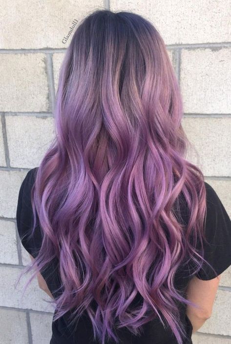 Pastel Balayage, Medium Auburn Hair Color, Balayage Purple, Medium Auburn Hair, Pastel Purple Hair, Pink Purple Hair, Purple Balayage, Purple Ombre Hair, Medium Hair Color