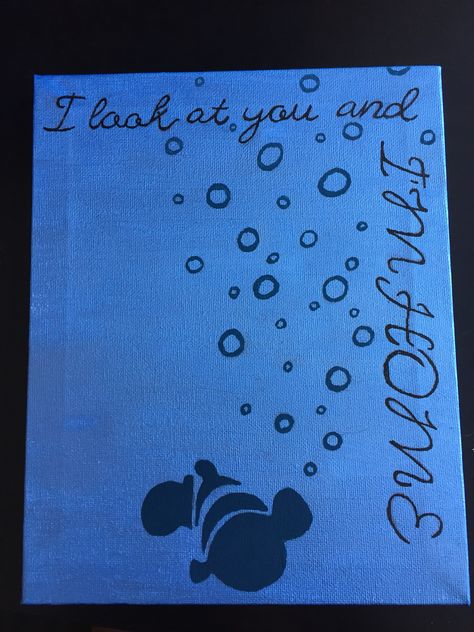 DIY canvas painting Finding Nemo Finding Nemo Canvas Painting, Disney Quote Paintings, Finding Nemo Painting, Disney Canvas Paintings, Diy Canvas Painting, Disney Canvas Art, Disney Canvas, Disney Paintings, Baby Art Projects