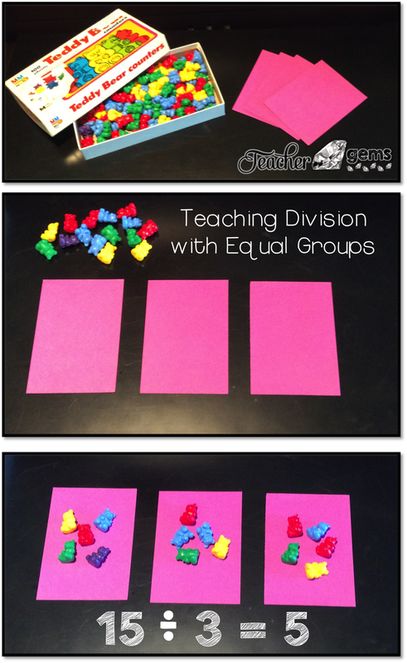 Strategy for teaching division along with more helpful tips for teachers! Sharing Activities, Teaching Division, Teaching Multiplication, How To Simplify, Math Division, Math Operations, Math Multiplication, Math Strategies, Third Grade Math