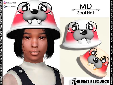 The Sims Resource - Sims 4 - hat - Mydarling20 - seal hat child Cc Hats, The Sims Resource, Sims Resource, The Sims, Sims 4, Hats