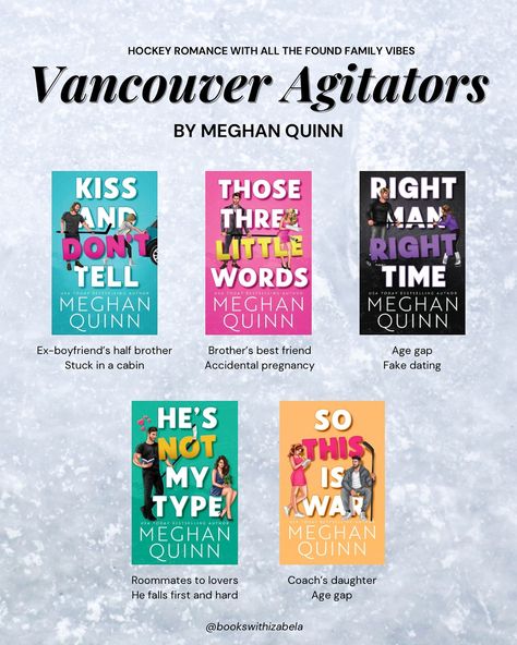 Book mail & hockey romance series spotlight ✨ So This is War by Meghan Quinn released at the end of last month, which wraps up the Vancouver Agitators series! Thank you so much to MQ and Good Girls PR for the book mail, as well as the early copy. I enjoyed So This is War so much and seeing Posey get his happily ever after with Wylie. My full review is on my page! This series has all the hockey romance and found family vibes! The second slide includes all the books and their main tropes! My ... Vacation Wars Meghan Quinn, Bridesmaid For Hire Megan Quinn, Books Like After Series, The Way I Hate Him By Meghan Quinn, Megan Quinn Books, Meghan Quinn Books, Megan Quinn, Meghan Quinn, Accidental Pregnancy