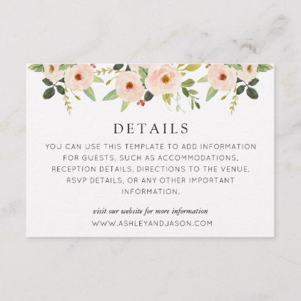 Pink Blooms Floral Wedding Details Card Money Tree Wedding, Bridal Display, In Lieu Of Gifts, Wedding Details Card, Wedding List, Money Tree, Blush Flowers, Flowers Gift, Wishing Well