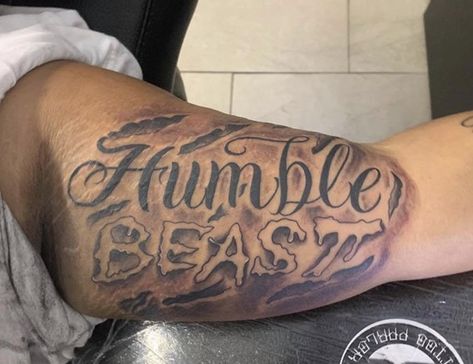 Humble Forearm Tattoo, Humble Beast Tattoo Men Forearm, Loyalty Arm Tattoo Men, Loyalty Out Values Everything Tattoo For Men, Beast Mode Tattoo, Loyalty Tattoo, Tattoo Ideas Males, New Tattoo Designs, Forarm Tattoos