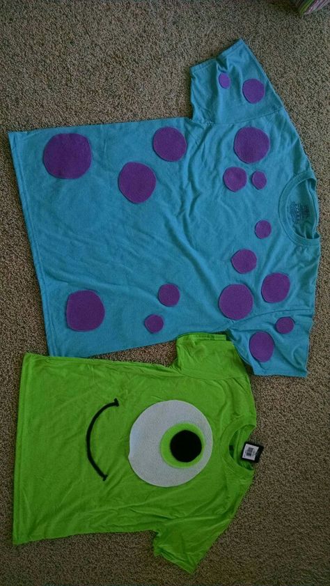 Pregnant Halloween Costume Mike Wazowski, Diy Mike And Sully Shirts, Sulley Monster Inc Costume, Monsters Inc Diy Costume Families, Randal Monsters Inc Costume, Monster Ink Halloween Costumes, Boo Diy Costume Monsters Inc, Homemade Sully Costume, Easy Monsters Inc Costume