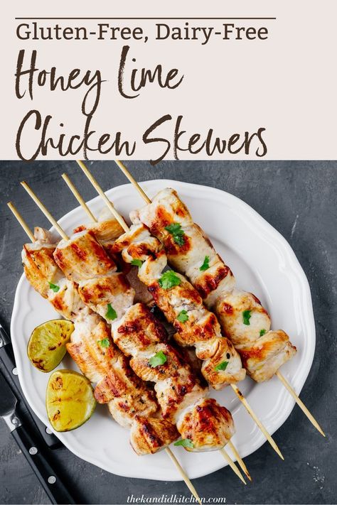 Chicken Skewers on the Grill. Dairy free and gluten free grill options. Summer dinner ideas. Want real food that is both tasty and nutritious. The Kandid Kitchen a ton of amazing recipes that are… Siete Chips, Skewers On The Grill, Summer Dinner Ideas, Clean Eating Guide, Bison Burgers, Honey Lime Chicken, Summer Foods, Clean Diet, Honey Lime