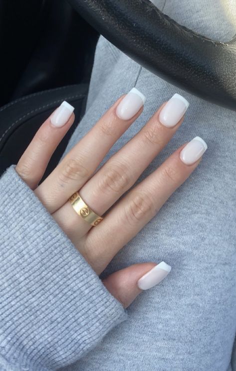 French Nails White Base, Milky White On White French Nails, French Nails With Milky White Base, Milk French Nails, Moly White Nails, French Manicure Thick White, White French Nails, White French, French Manicure