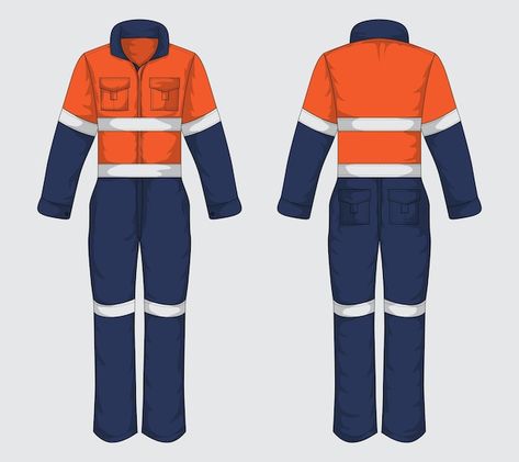 Work Wear Construction, Retro Workwear Overalls, Overalls Technical Drawing, Safety Jacket Construction, Coveralls Workwear, Work Overalls, Mens Overalls, Safety Workwear, Design Template