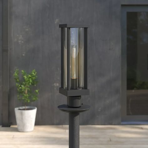 Mercury Row® Fort Washington Black 1 -Light 15'' H Hardwired Lantern Head | Wayfair Modern Post Light Outdoor, Lantern Head, Light Post, Exterior Inspiration, Porch Posts, Post Lanterns, Lamp Post Lights, Backyard Bar, Outdoor Post Lights